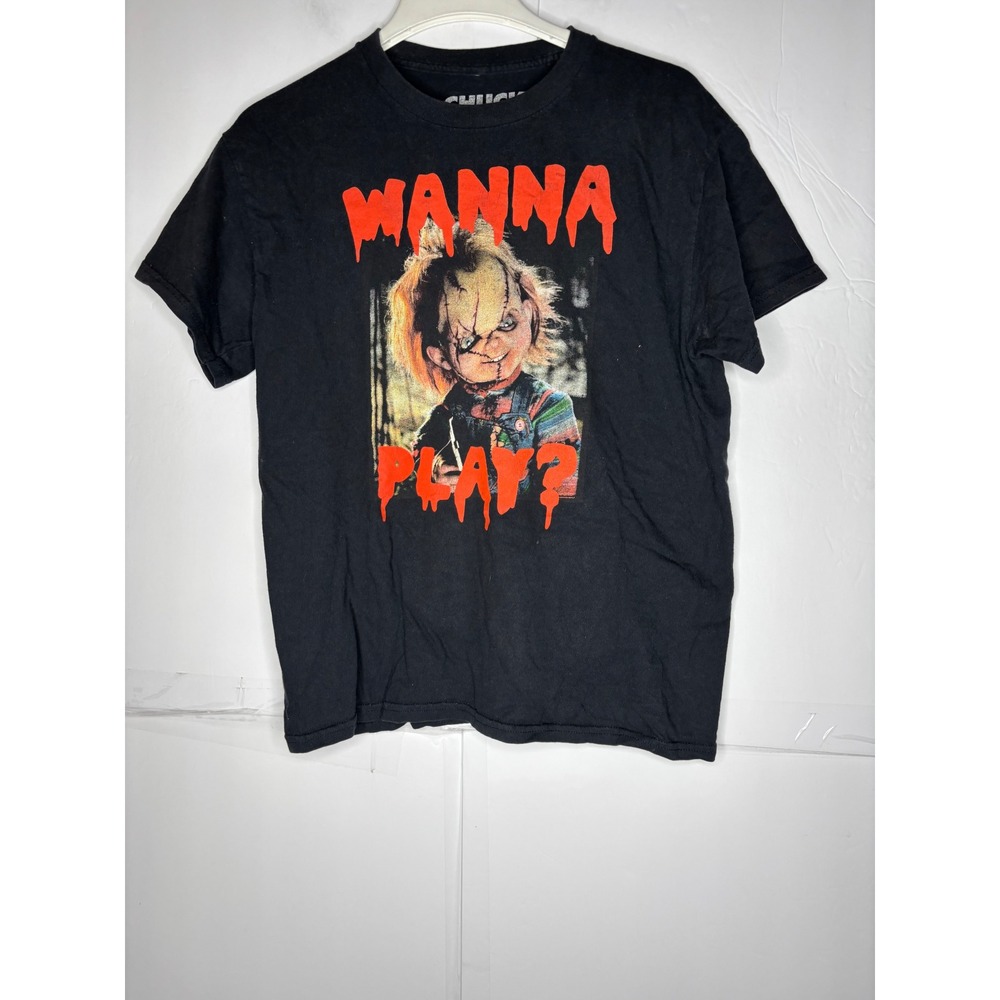 Ripple Junction Chucky Wanna Play Horror Movie Graphic T-Shirt Mens Medium Black